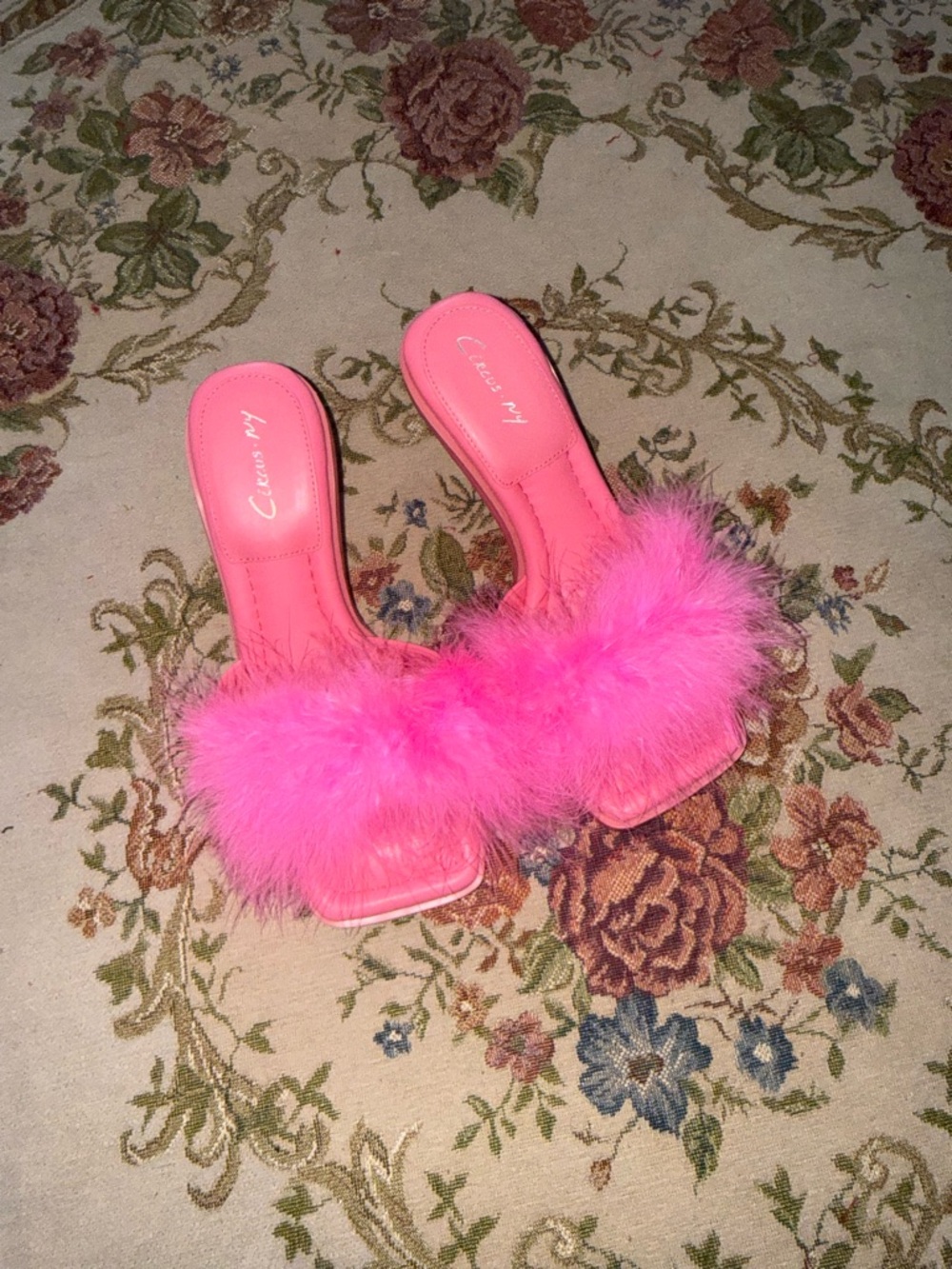 Brand new Pink Feather Slide Heels - Hot Pink